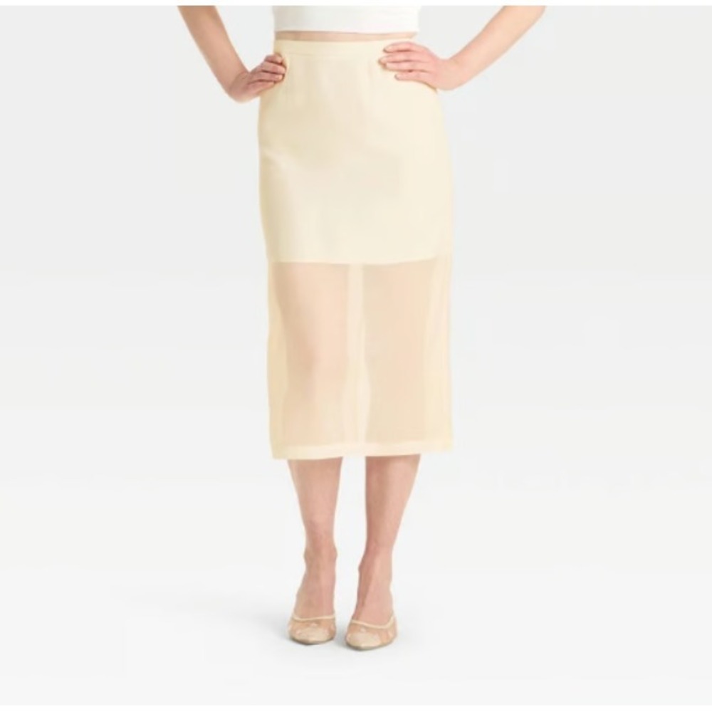 A New Day Women's Sheer MIDI A-Line Skirt Size 6